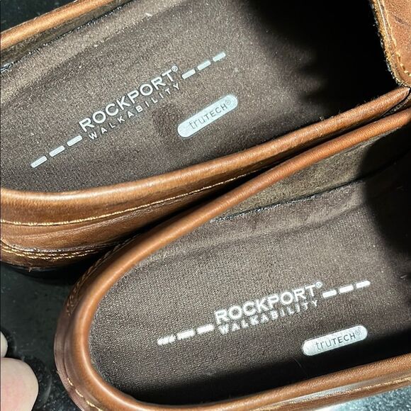 Rockport Brown Leather Slip-On Loafers with Grain Texture main image 6